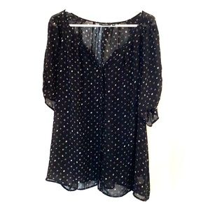 Black sheer button down shirt with cami.
